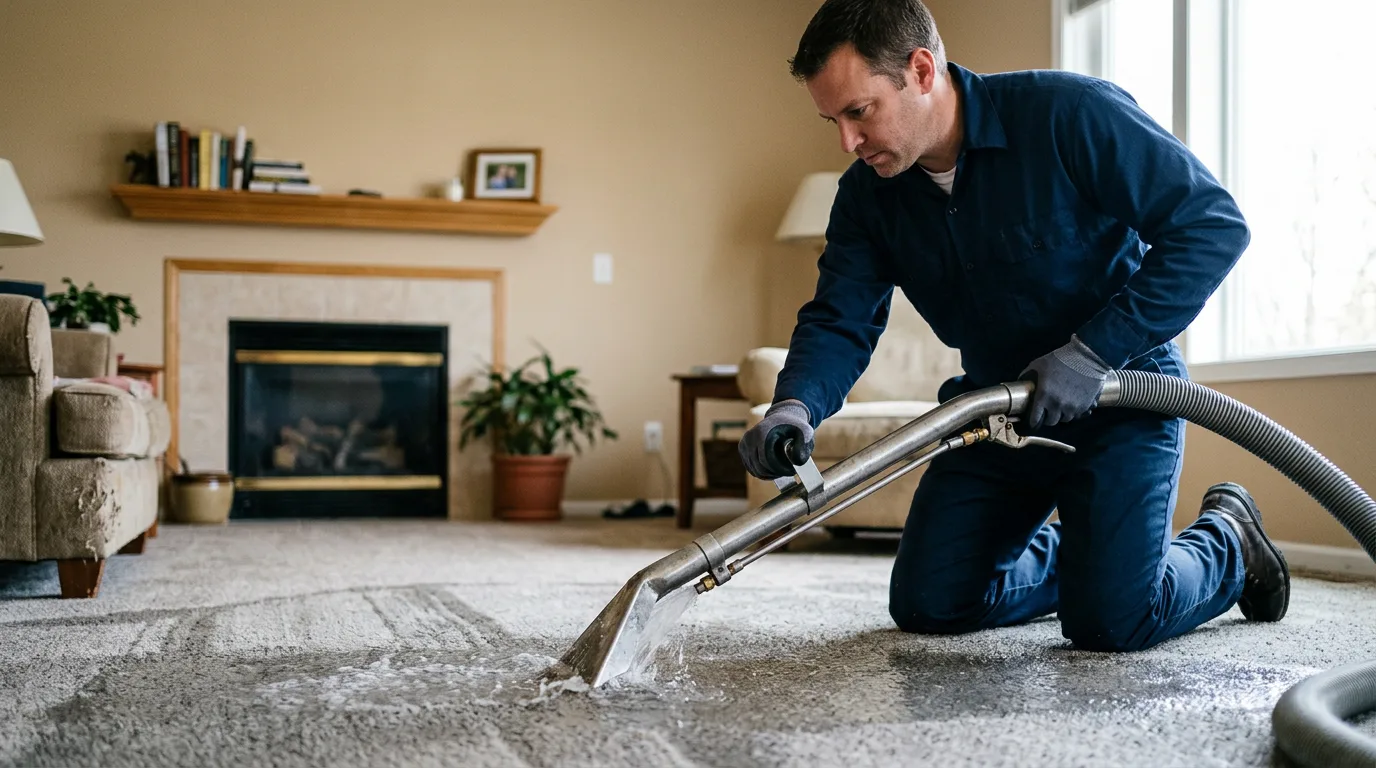 Water damage restoration technician working near Martinsville, IL